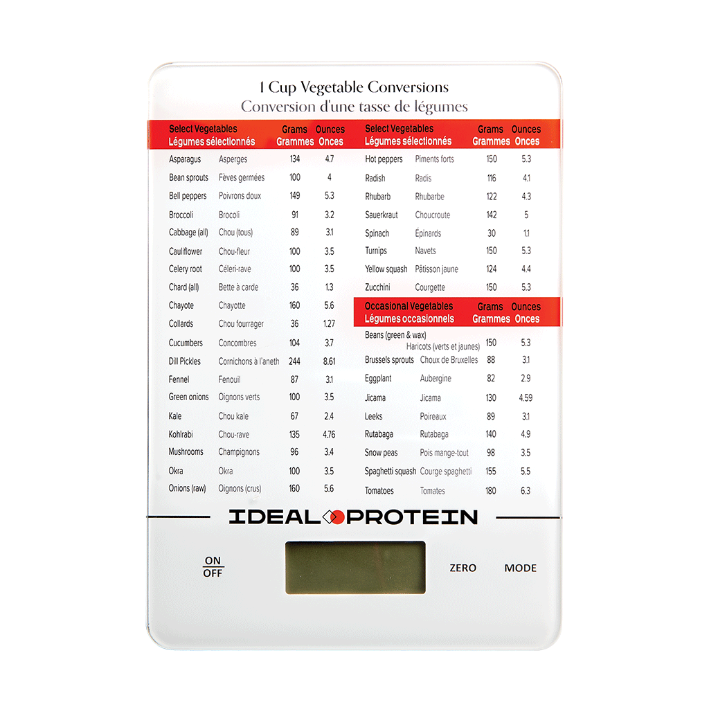 Food Scale with Vegetable Weight Chart